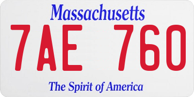 MA license plate 7AE760