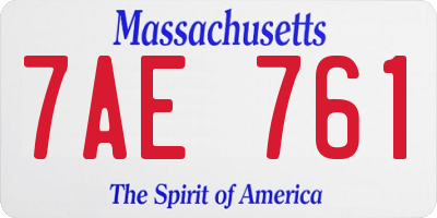 MA license plate 7AE761