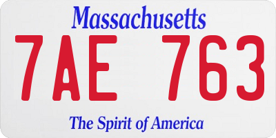 MA license plate 7AE763