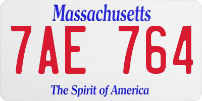MA license plate 7AE764
