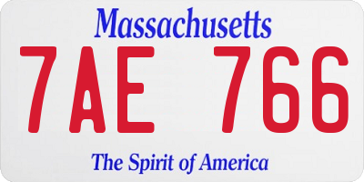 MA license plate 7AE766