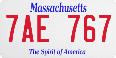 MA license plate 7AE767