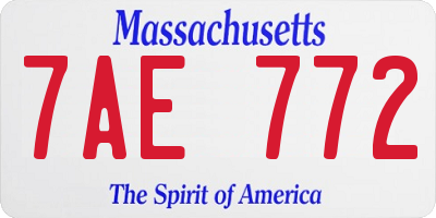 MA license plate 7AE772