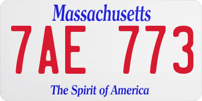 MA license plate 7AE773