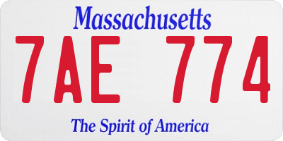 MA license plate 7AE774