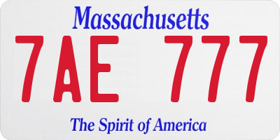 MA license plate 7AE777
