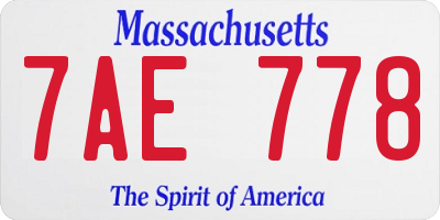 MA license plate 7AE778