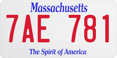 MA license plate 7AE781