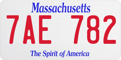 MA license plate 7AE782