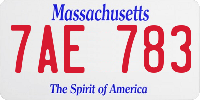 MA license plate 7AE783