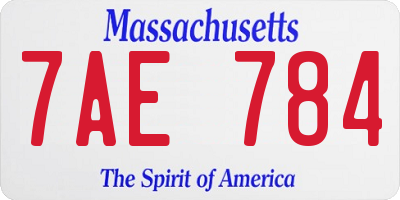MA license plate 7AE784
