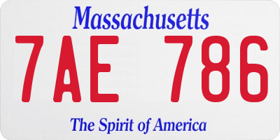 MA license plate 7AE786