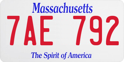 MA license plate 7AE792