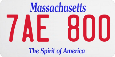 MA license plate 7AE800