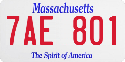 MA license plate 7AE801