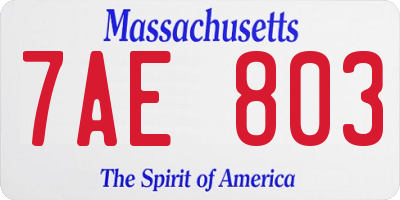 MA license plate 7AE803