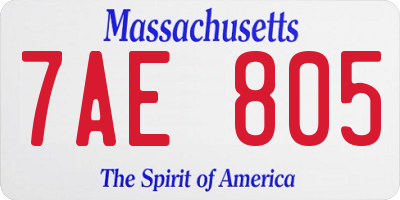 MA license plate 7AE805