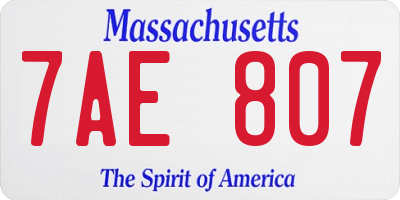 MA license plate 7AE807