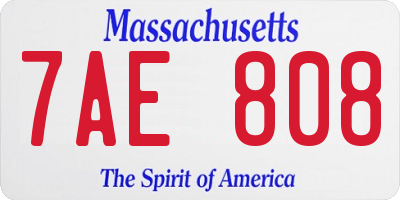 MA license plate 7AE808