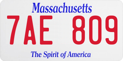 MA license plate 7AE809