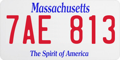 MA license plate 7AE813
