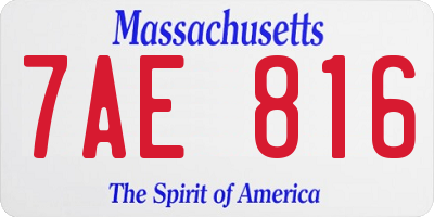 MA license plate 7AE816