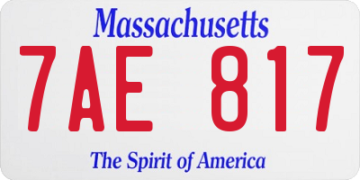 MA license plate 7AE817