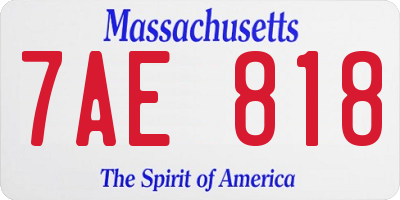 MA license plate 7AE818