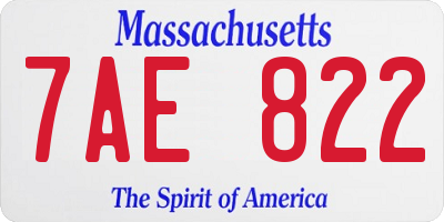 MA license plate 7AE822
