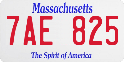 MA license plate 7AE825