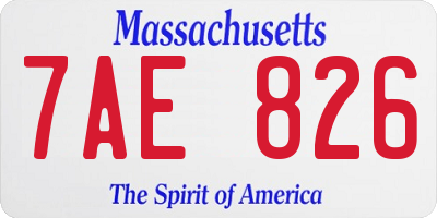 MA license plate 7AE826