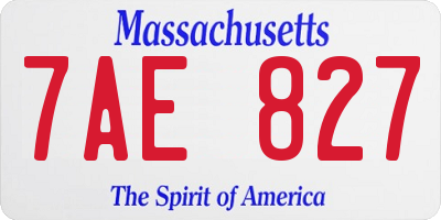 MA license plate 7AE827