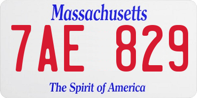 MA license plate 7AE829