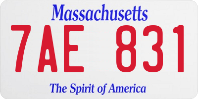 MA license plate 7AE831