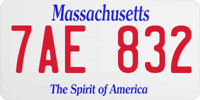 MA license plate 7AE832