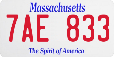 MA license plate 7AE833