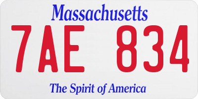 MA license plate 7AE834