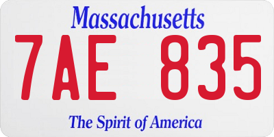 MA license plate 7AE835