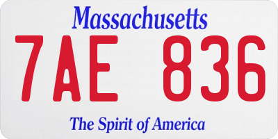 MA license plate 7AE836