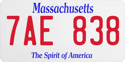 MA license plate 7AE838