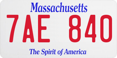 MA license plate 7AE840