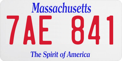 MA license plate 7AE841