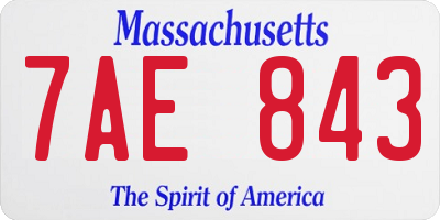 MA license plate 7AE843
