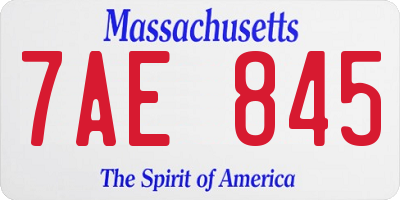 MA license plate 7AE845