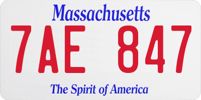 MA license plate 7AE847