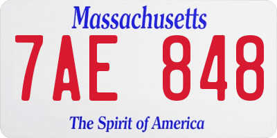 MA license plate 7AE848
