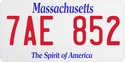 MA license plate 7AE852