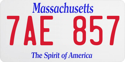 MA license plate 7AE857