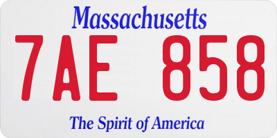 MA license plate 7AE858