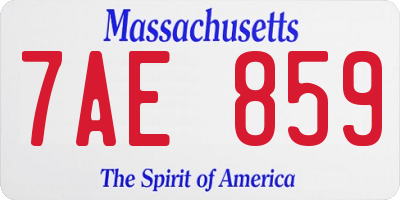 MA license plate 7AE859